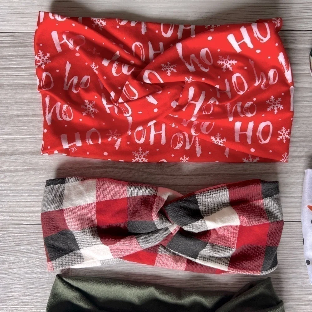 HOLIDAY headbands 8 prints and solids EUC